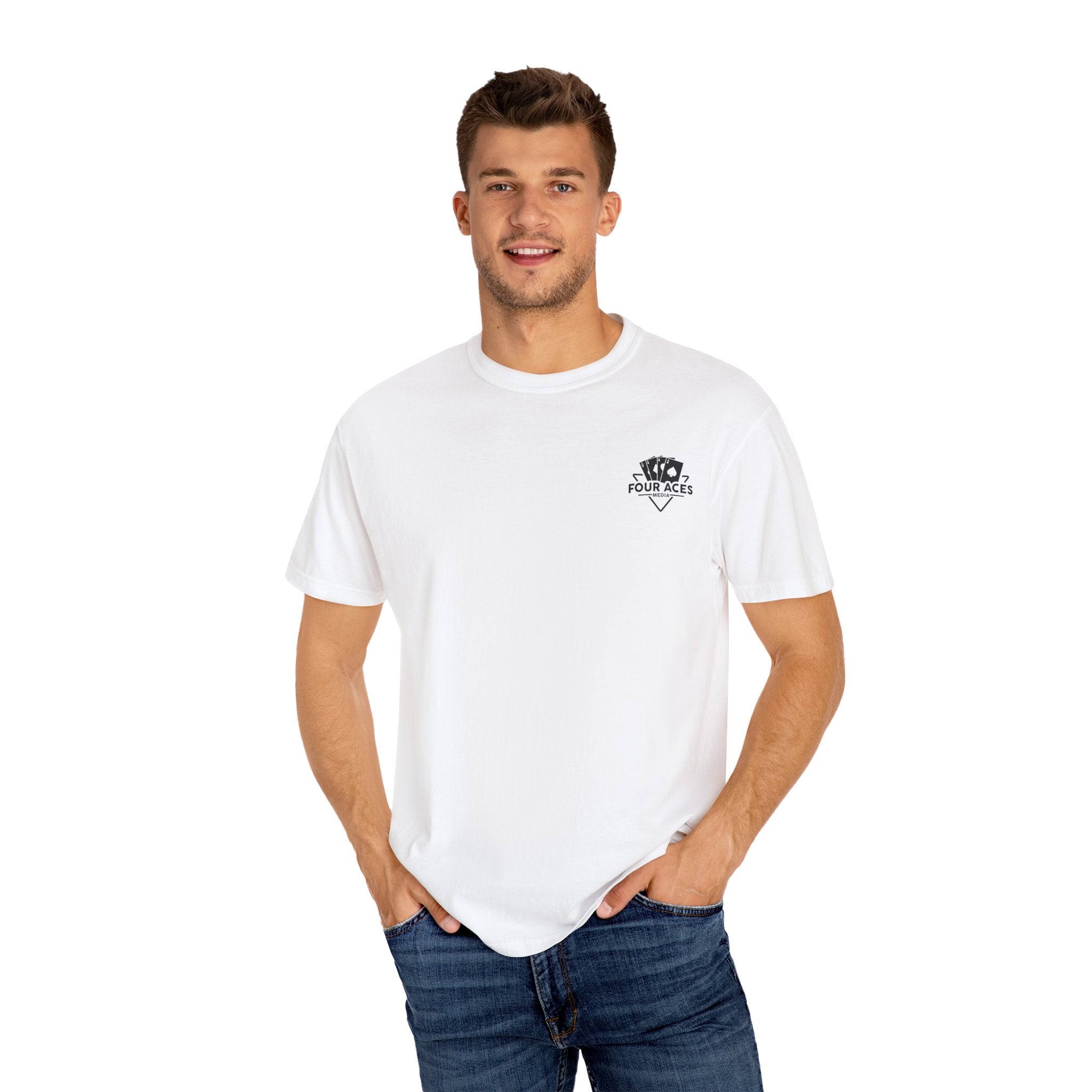 Four aces Media White T-shirt